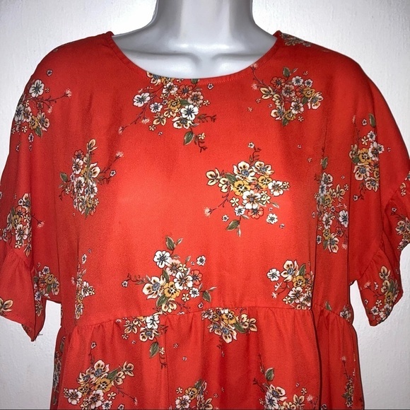 2/$20 Boho Empire Style Ruffle Sleeve Open Back Top M - Picture 2 of 8